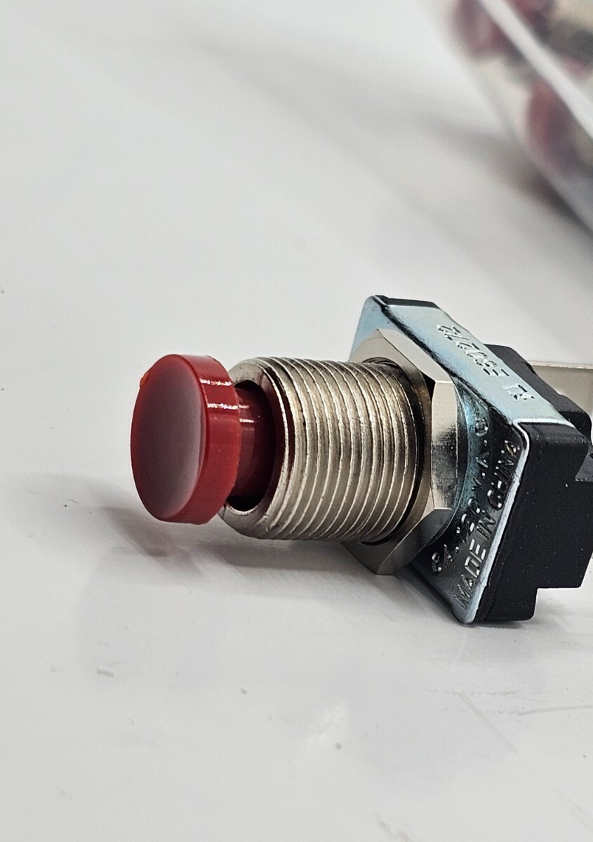 (QTY 2) E60272 Push Button Switch Red / 2 Lead Contact
