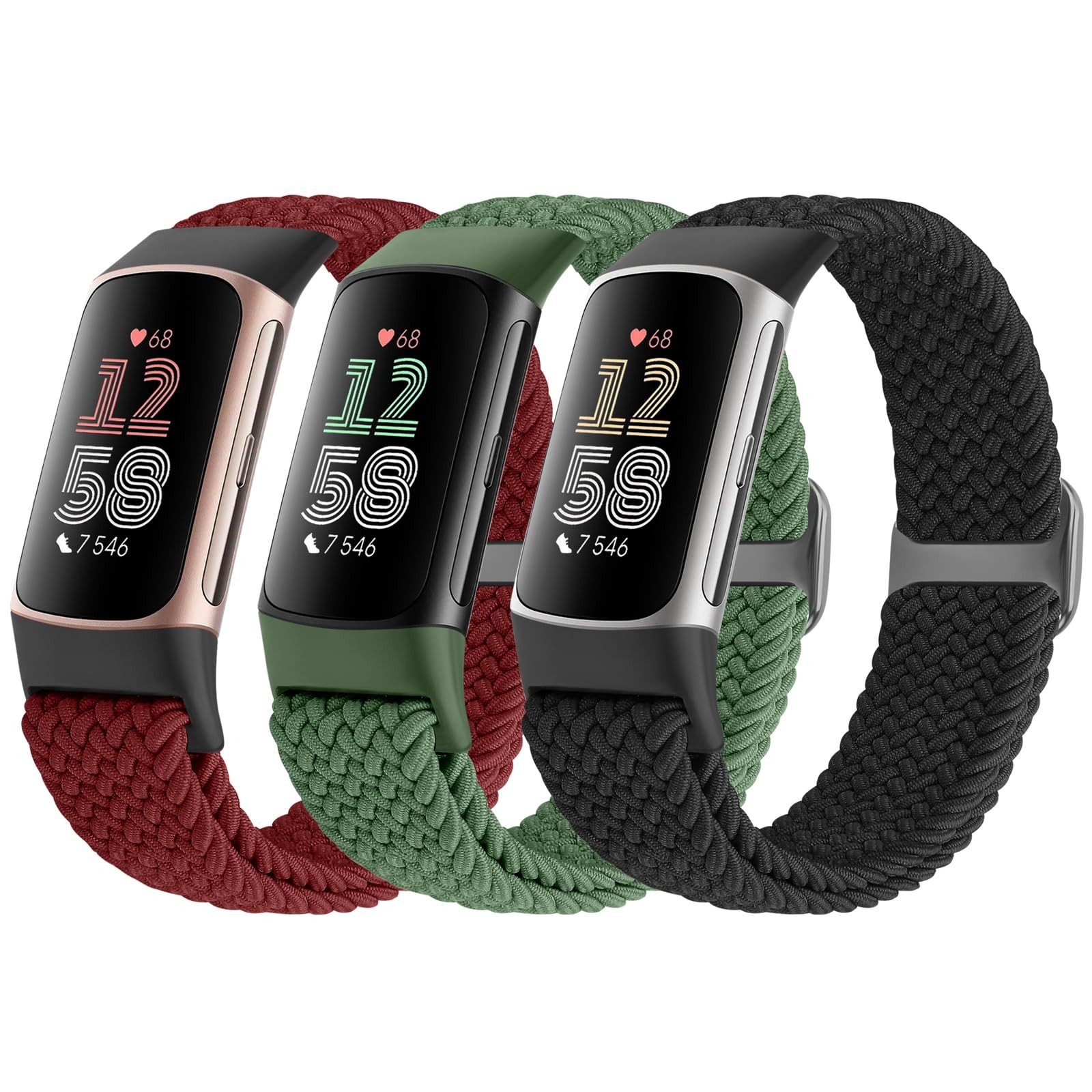 Acortjl Braided Solo Loop Bands Compatible with Fitbit Charge 6/Charge 5, Adj...