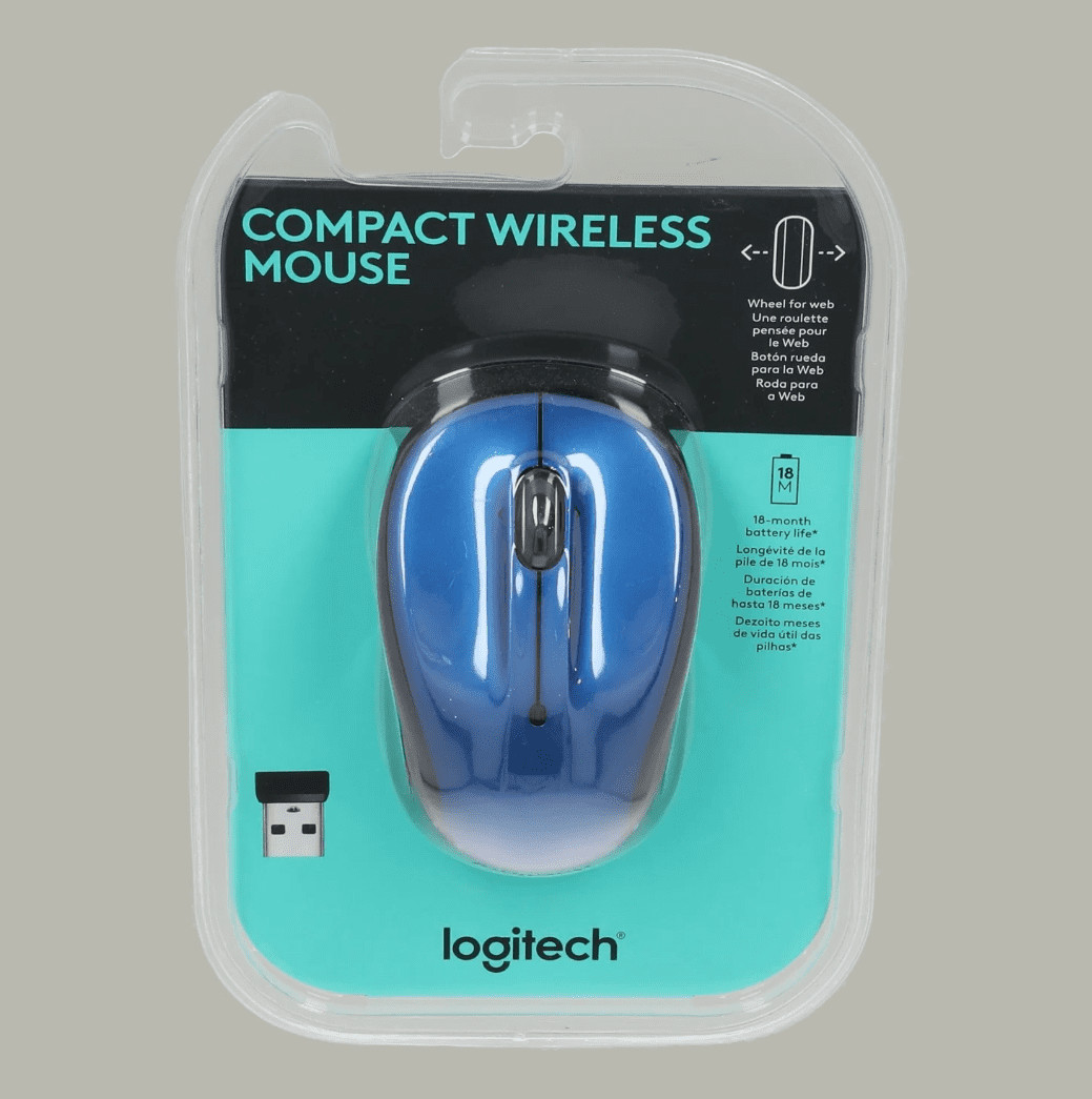Compact Wireless Mouse 2.4 GHz W/ USB Unifying Receiver Optical Tracking Blue