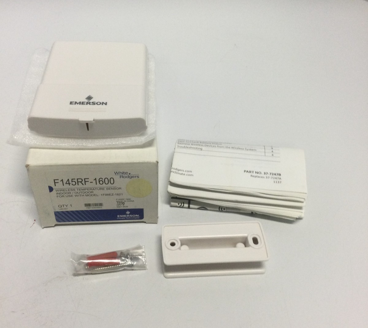 NEW, WHITE RODGERS/EMERSON, F145RF-1600, WIRELESS TEMP. SENSOR, INDOOR/OUT(1i-3)
