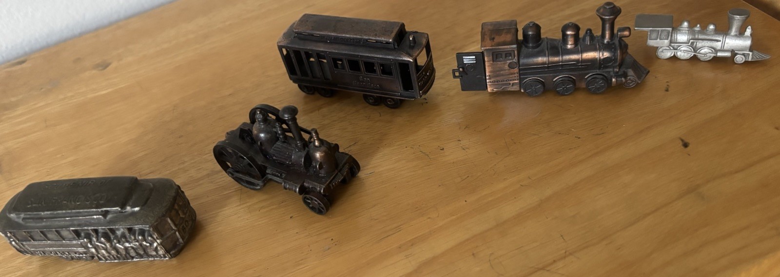 Vintage Brass And Pewter Train Lot  Pencil Sharpener  Train Engine Die Cast