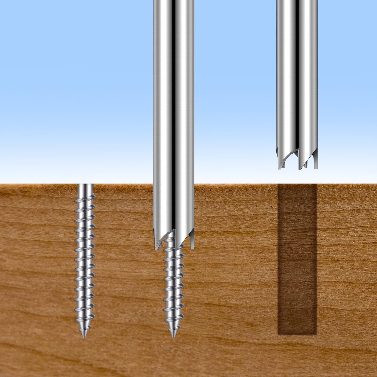 3 Pcs Single Screw Extractor 1/4" Broken Extractor Screw Remover
