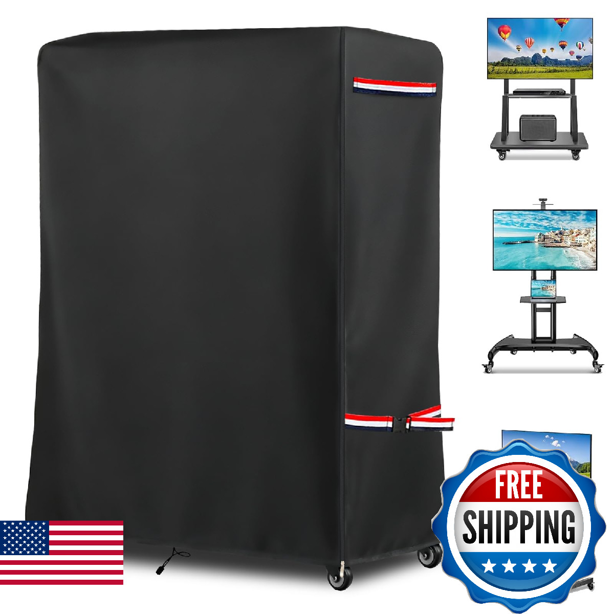 48 Inch Waterproof Outdoor TV Trolley Cover,Heavy Duty 600D Rolling TV Stand Cov