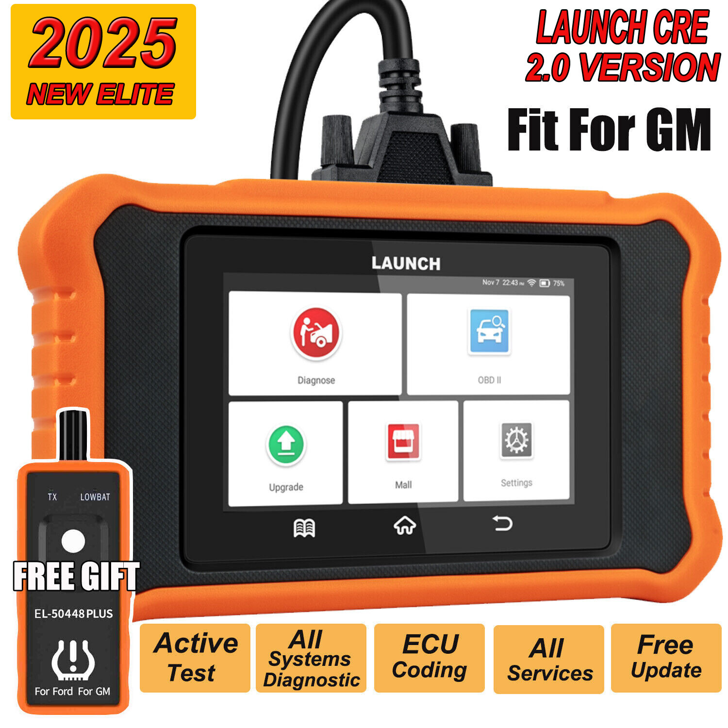 2025 New LAUNCH Creader Elite 2.0 for GM Full OBD2 Scanner Car Diagnostic Tool