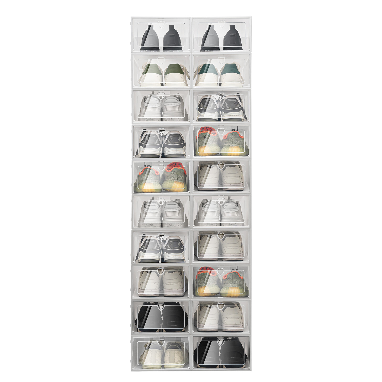 20 Pack Shoe Boxes Plastic Shoe Organizer for Closet Stackable Shoe Containers