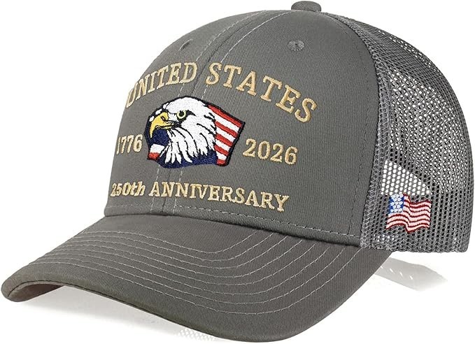 United States 250th Anniversary Hat 1776-2026 Adjustable E1-charcoal