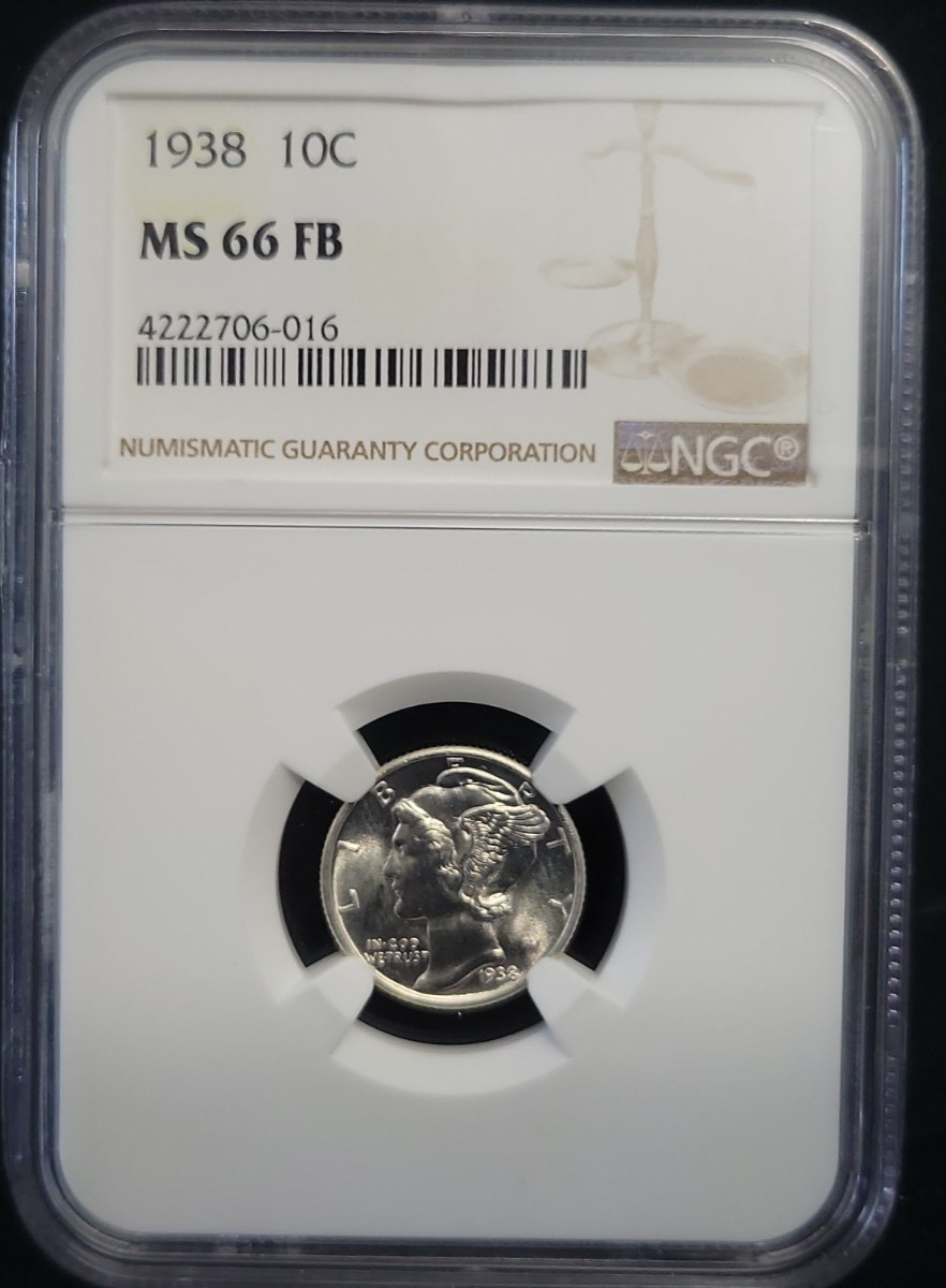 1938 Silver Mercury Dime 10C NGC MS66FB | GEM+ BU Full Bands | See Pics