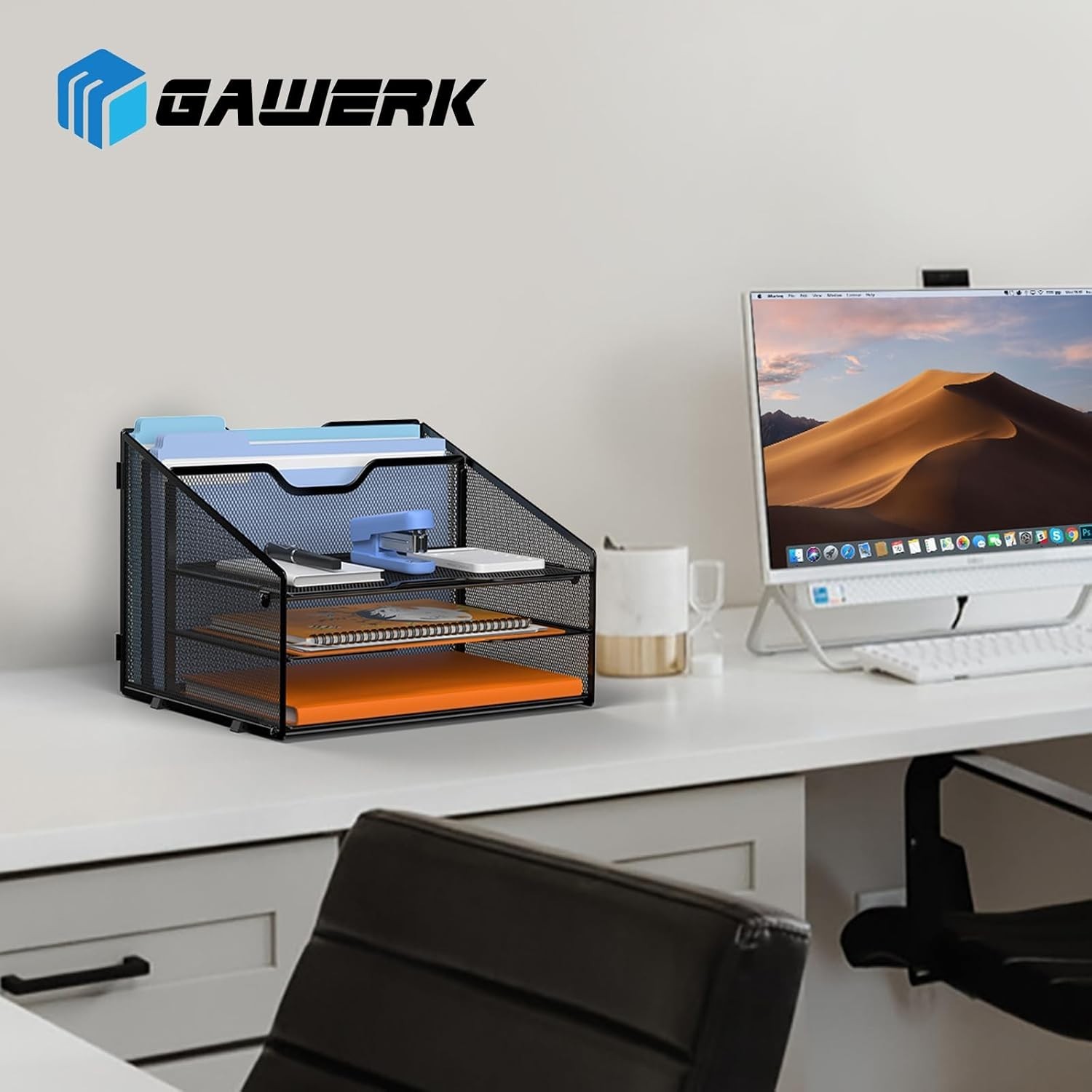 Stylish Metal Desk File Organizer with 5 Compartments for Efficient Storage