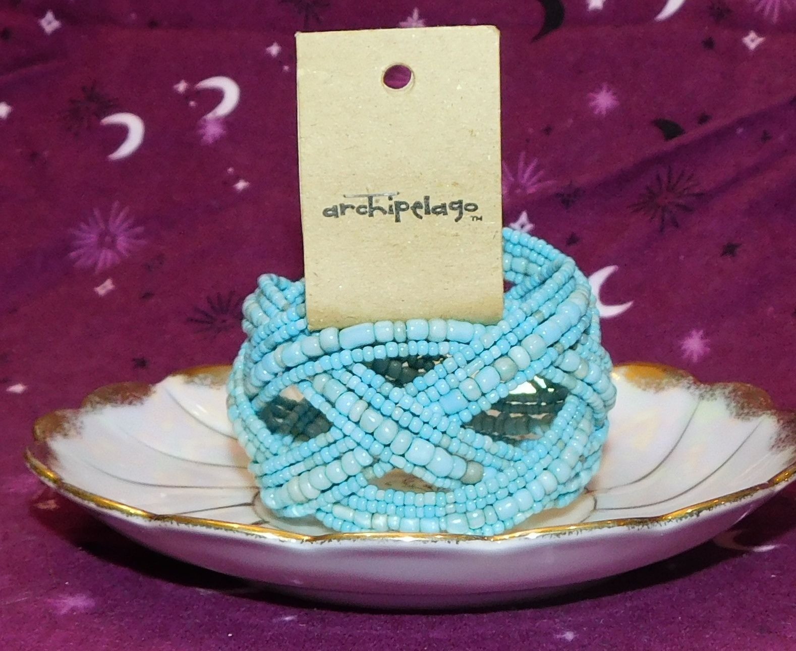 Archipelago Handmade Blue beaded Cuff Bracelet