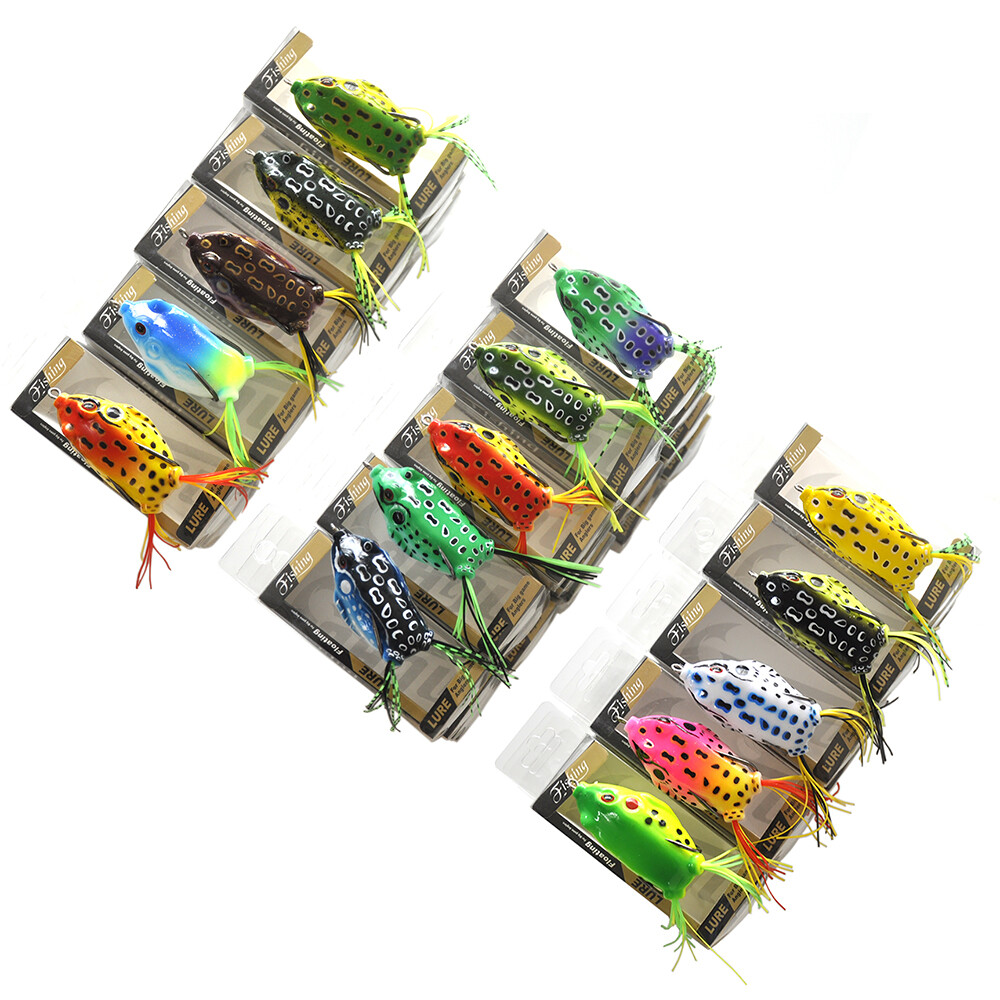 Wholesale 60pcs 14g 5.5cm Silicone Frogs Soft Lures Snakehead Fishing w/ PVC Box