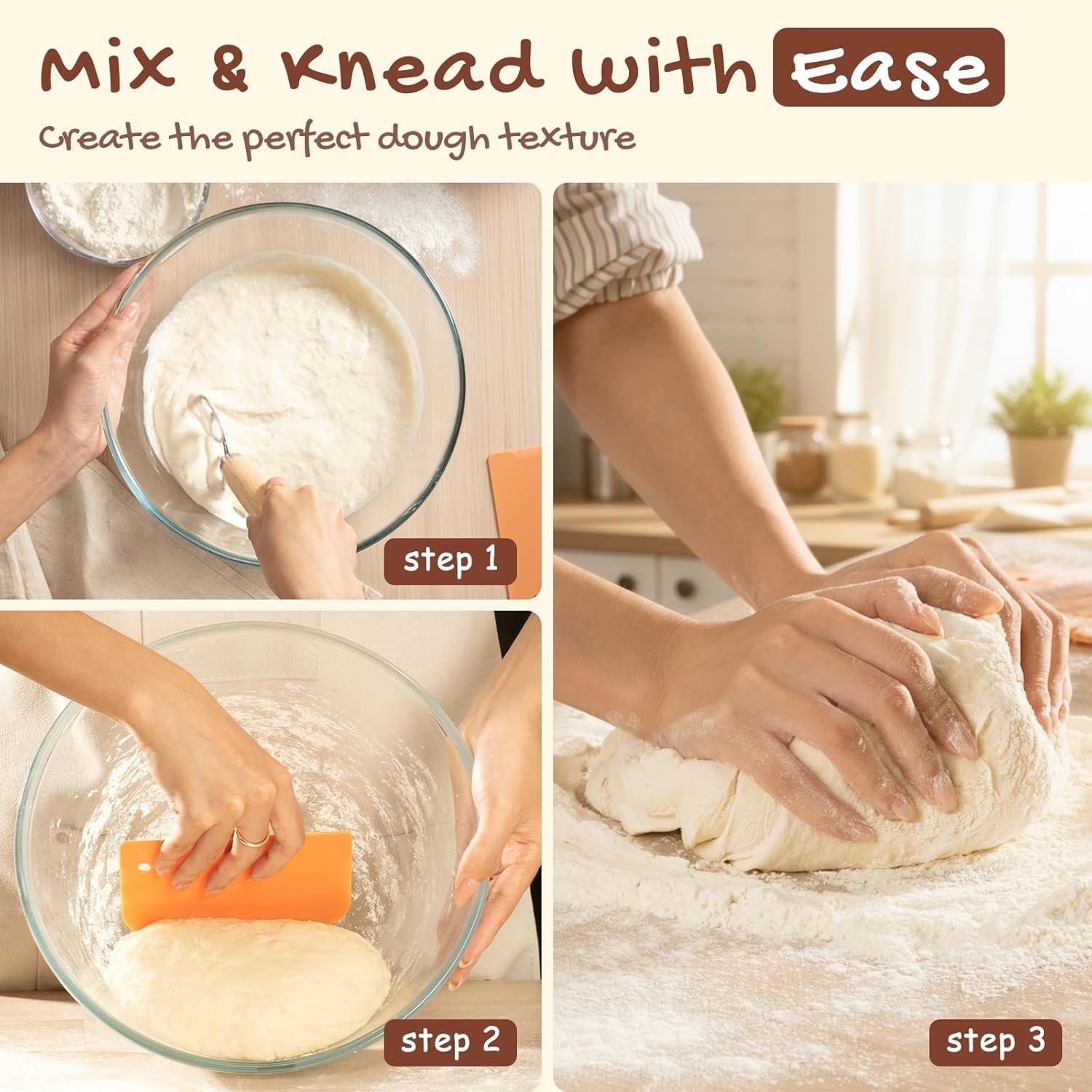 Sourdough Baking Kit with Banneton Baskets, Tools, and Stencils for Beginners
