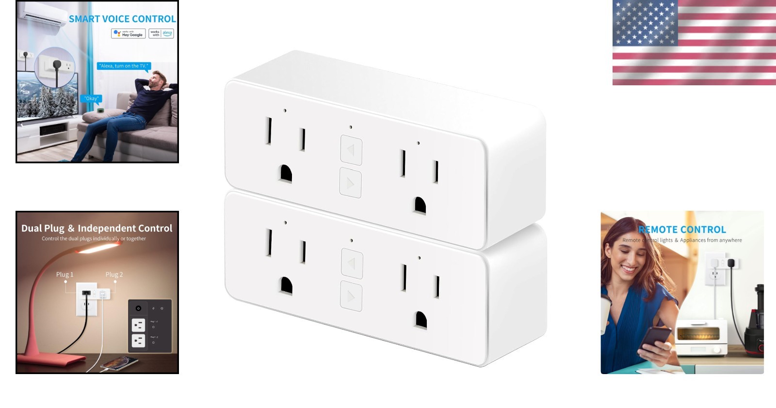 Innovative Dual Smart Plug 15A - Flexible Scheduling & Voice Control Freedom
