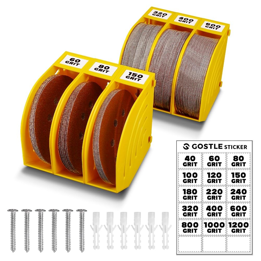 5 Inch Professional Sanding Discs Storage Bins - 6 Set 6 bins, Yellow