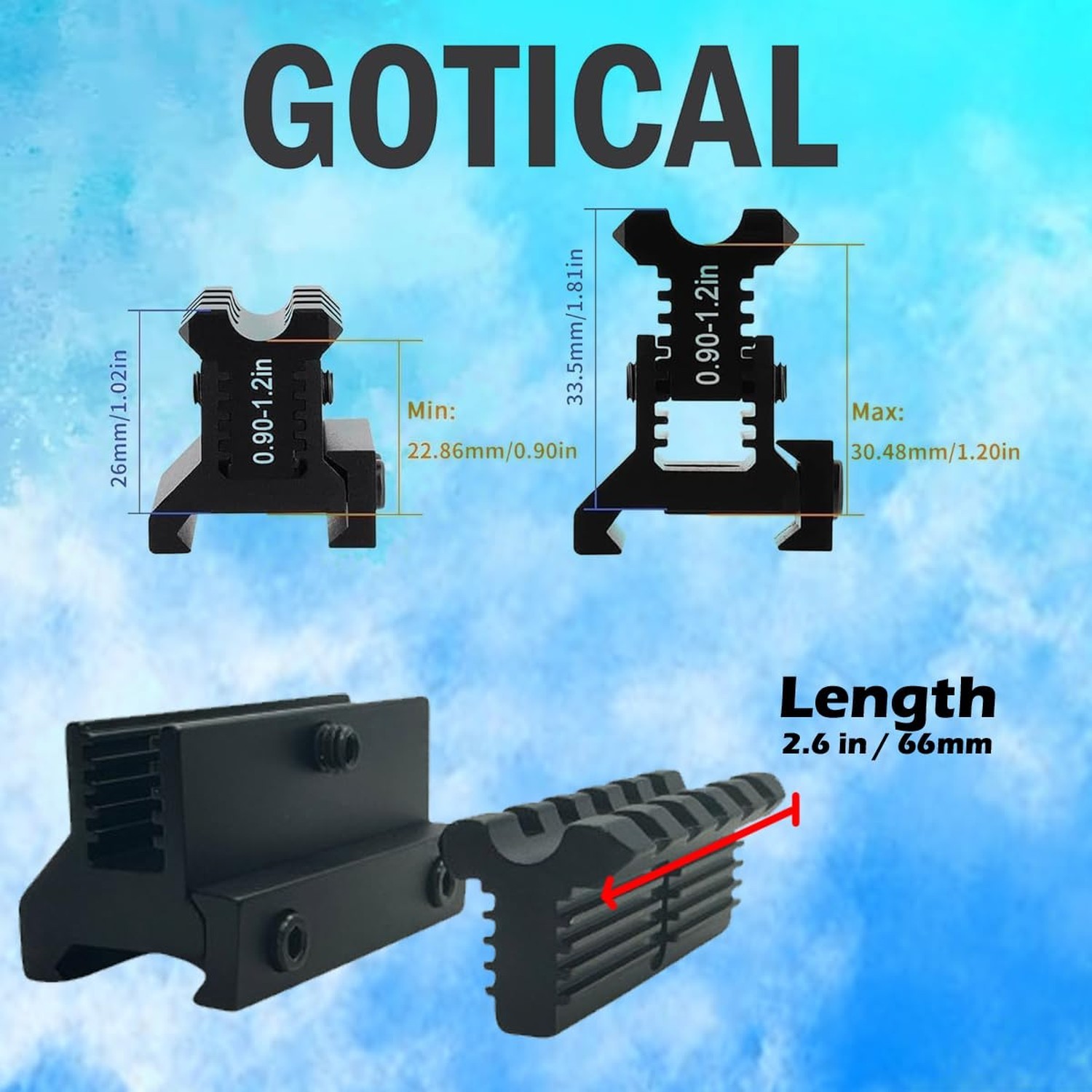 360 Tactical Picatinny Riser Mount Adjustable Height Lockdown Series with Qui...