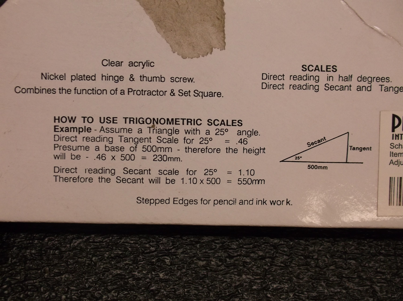 New 10" Adjustable Set Square (C14)