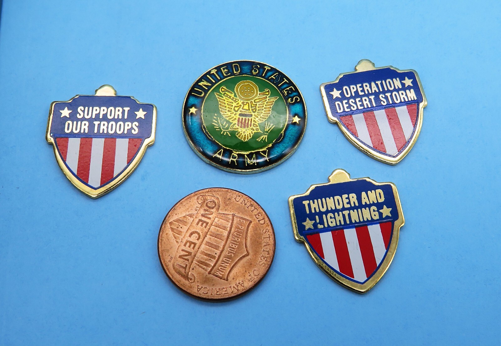 PIN LOT of 4 vtg Operation DESERT STORM Thunder & Lightning SUPPORT TROOPS Army