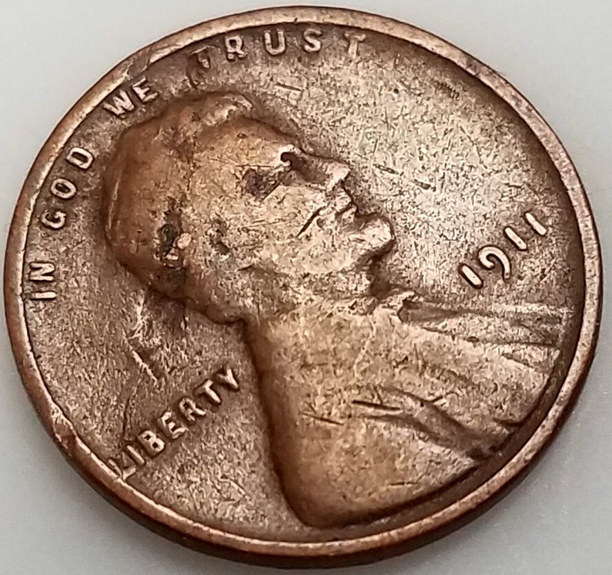 1911 Lincoln Cent, Mint Error, Lamination on the obverse!