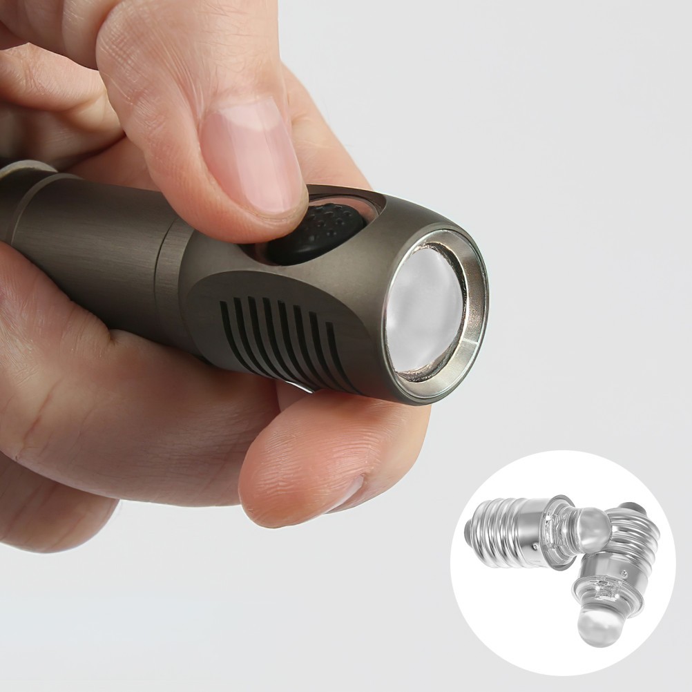 2Pcs Small LED Flashlight Bulbs Replacement Durable Metal Glass Silver Color