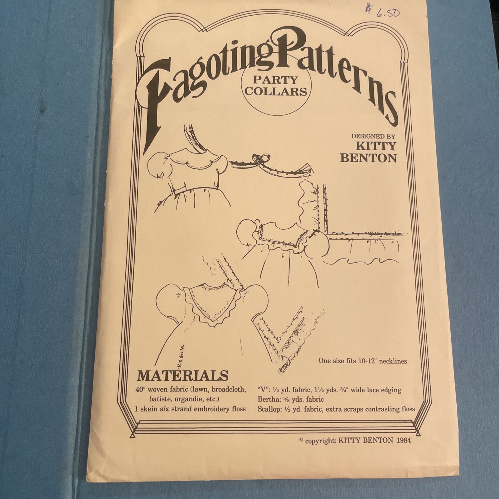 Party Collars Fagoting Patterns Child's Small 10 - 12 inch Neckline vtg unused