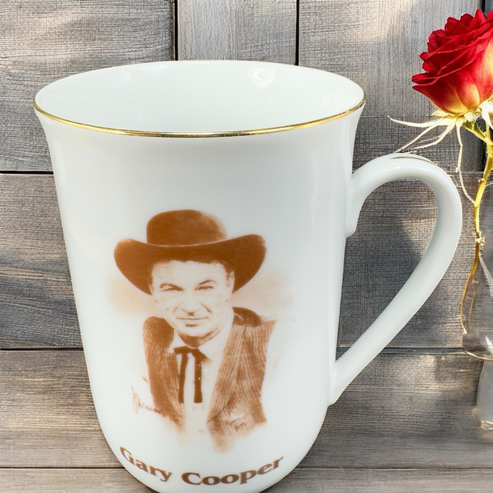Vintage Hollywood Hall of Fame Museum Porcelain Coffee Mug Cup Gary Cooper VTG
