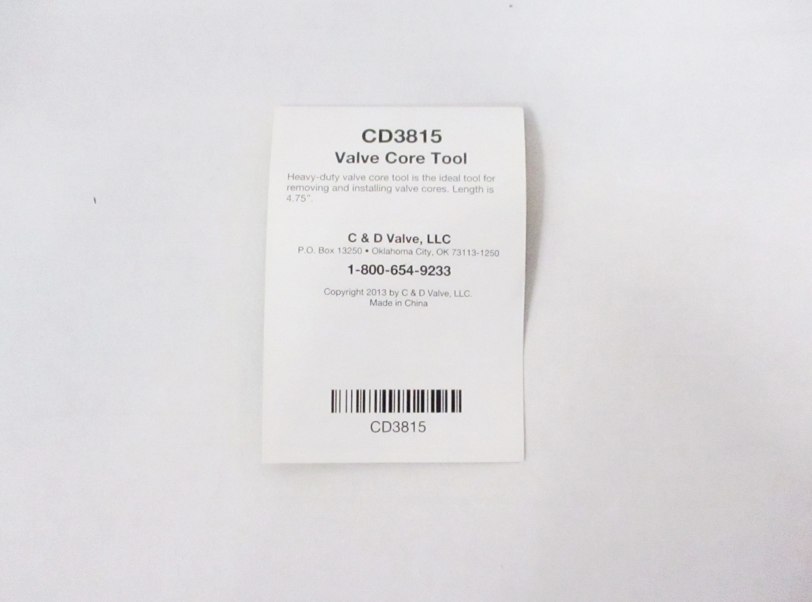 C&D Valve Core Removal Installer Torque Driver Tool CD3815