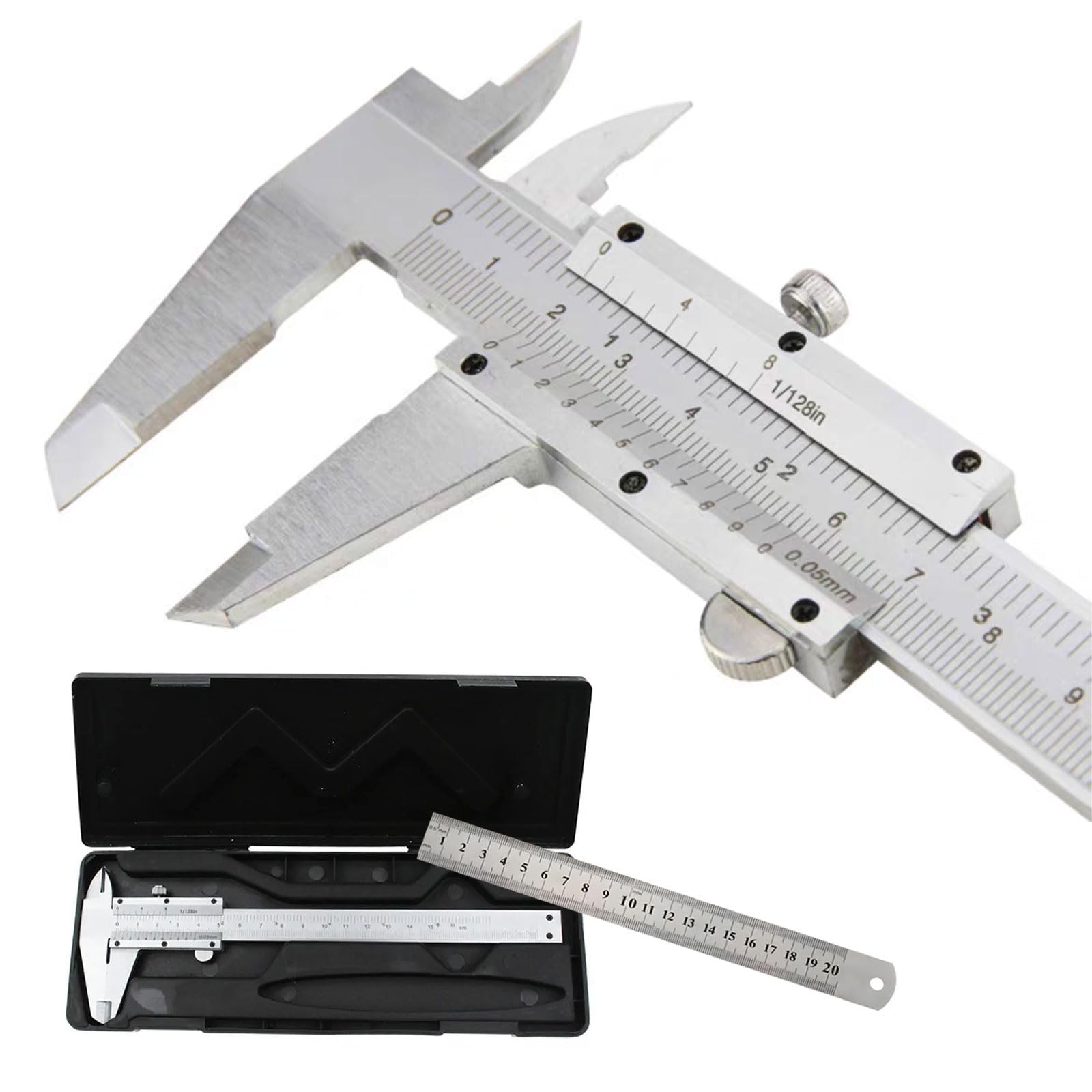 Non Digital Vernier Caliper, 6"/150mm Stainless Steel Caliper Measuring Tool,...