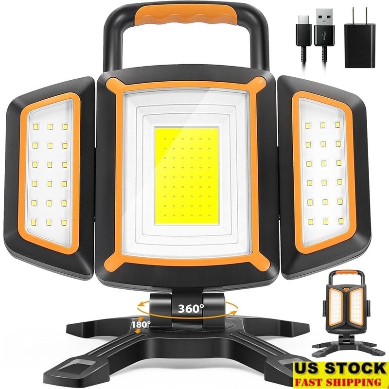 Rechargeable LED Work Light 180° Adjustable Waterproof Battery Powered New