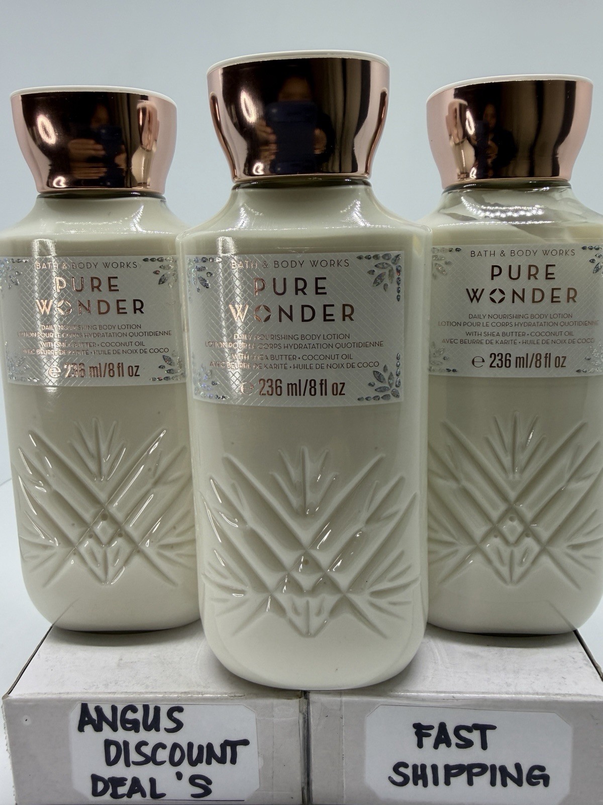 BATH & BODY WORKS 3PCS “PURE WONDER " Daily Nourishing BODY LOTION, 8oz. NEW. ￼