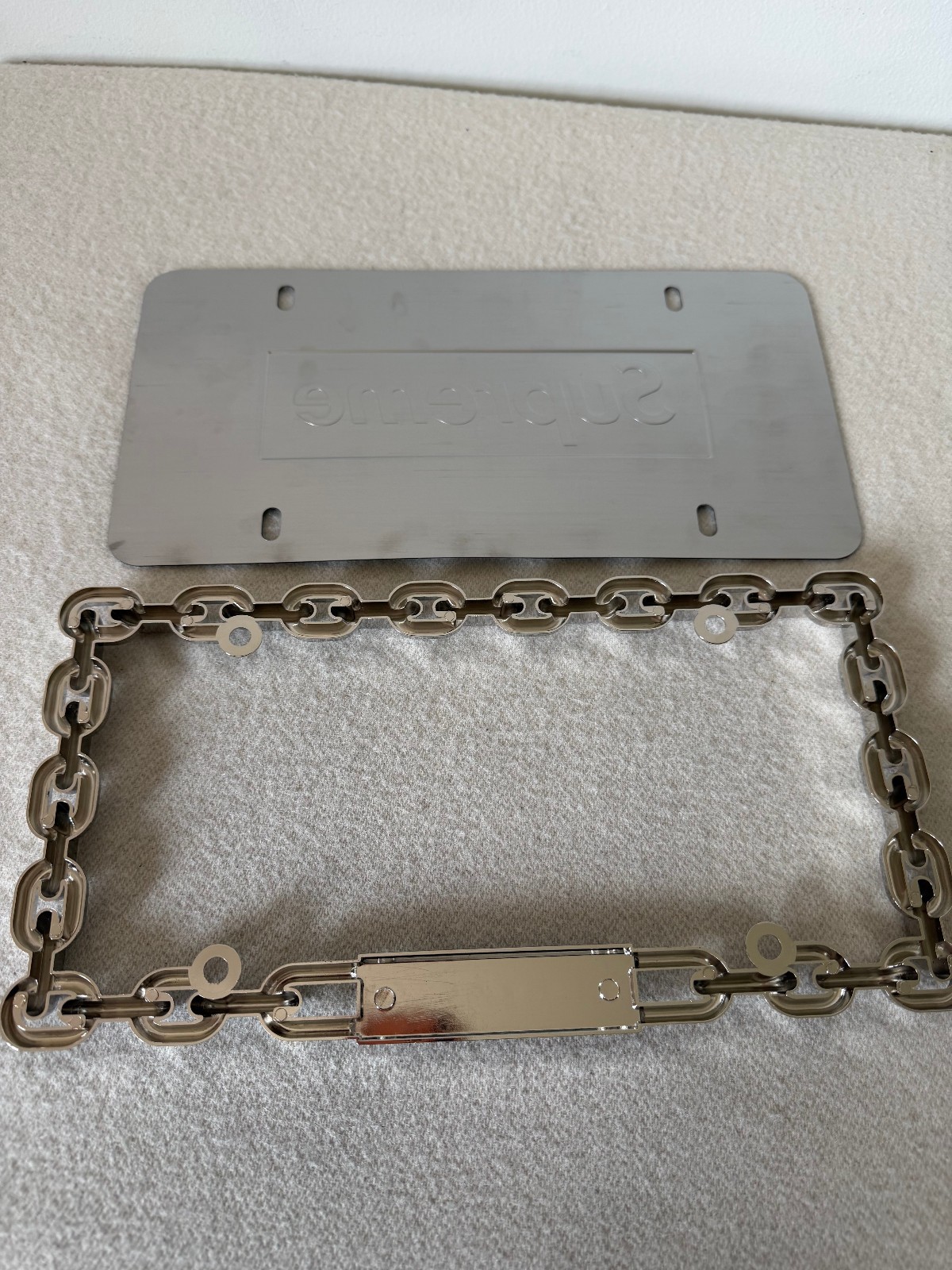 Supreme Chain License Plate Frame - Silver - NEW