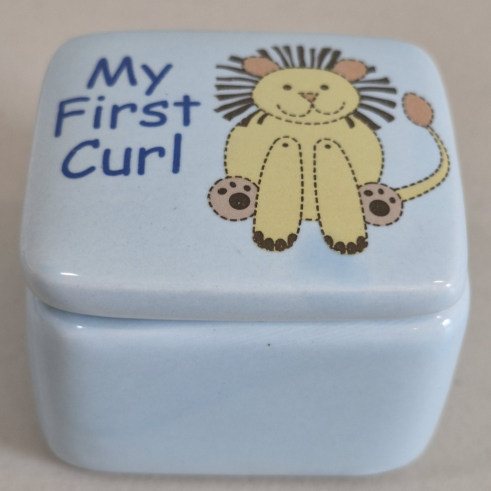 2 Ceramic Keepsake Boxes First Tooth First Curl 2"x1.75"