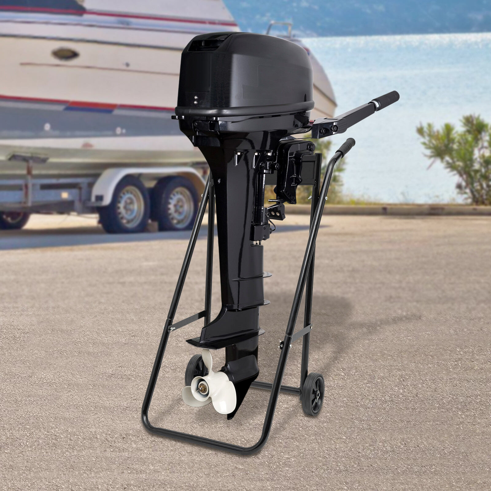 Heavy Duty Outboard Boat Motor Stand Carrier Cart Dolly Trolley Transport Cart
