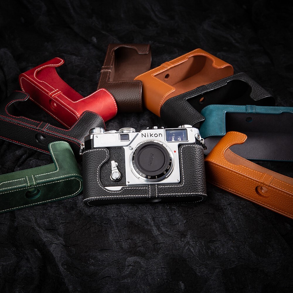 For Nikon S3 Case Handmade Genuine Real Leather Half Camera Case Bag Cover