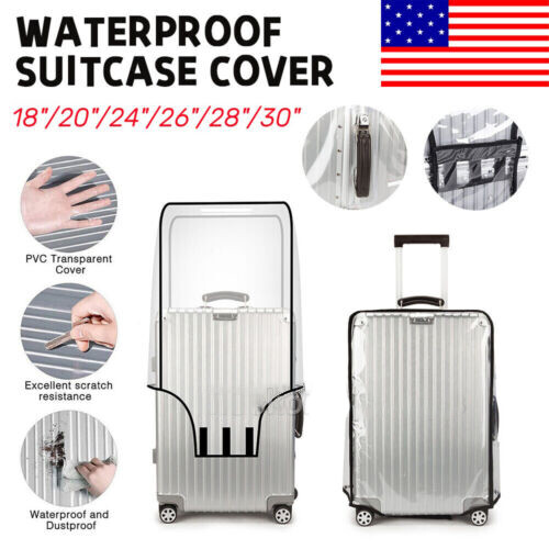 18"-30" Transparent Clear PVC Travel Luggage Cover Suitcase Protector Waterproof