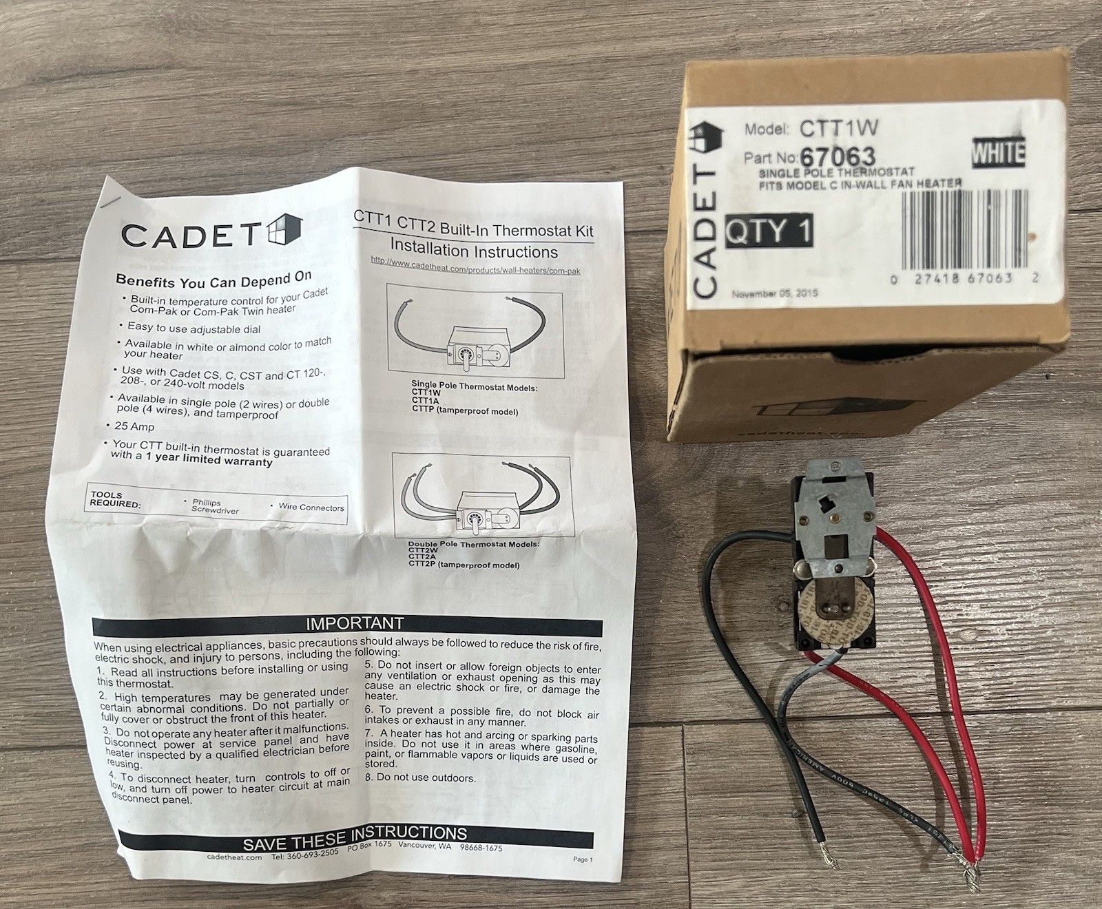 Cadet Heater 67063 Thermostat New