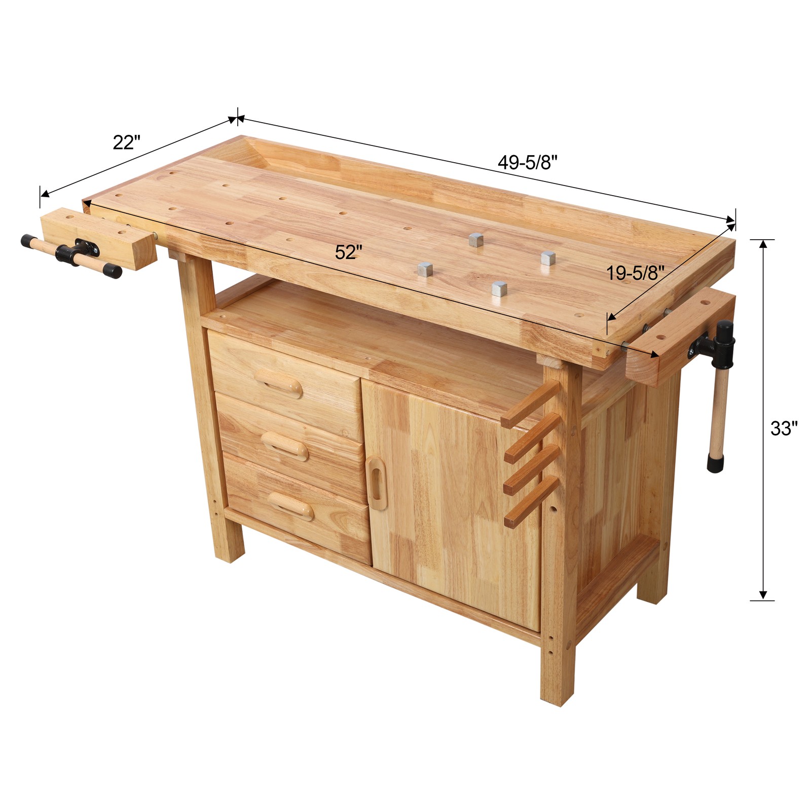 50" Professional Rubberwood Solid Wood Workbench
