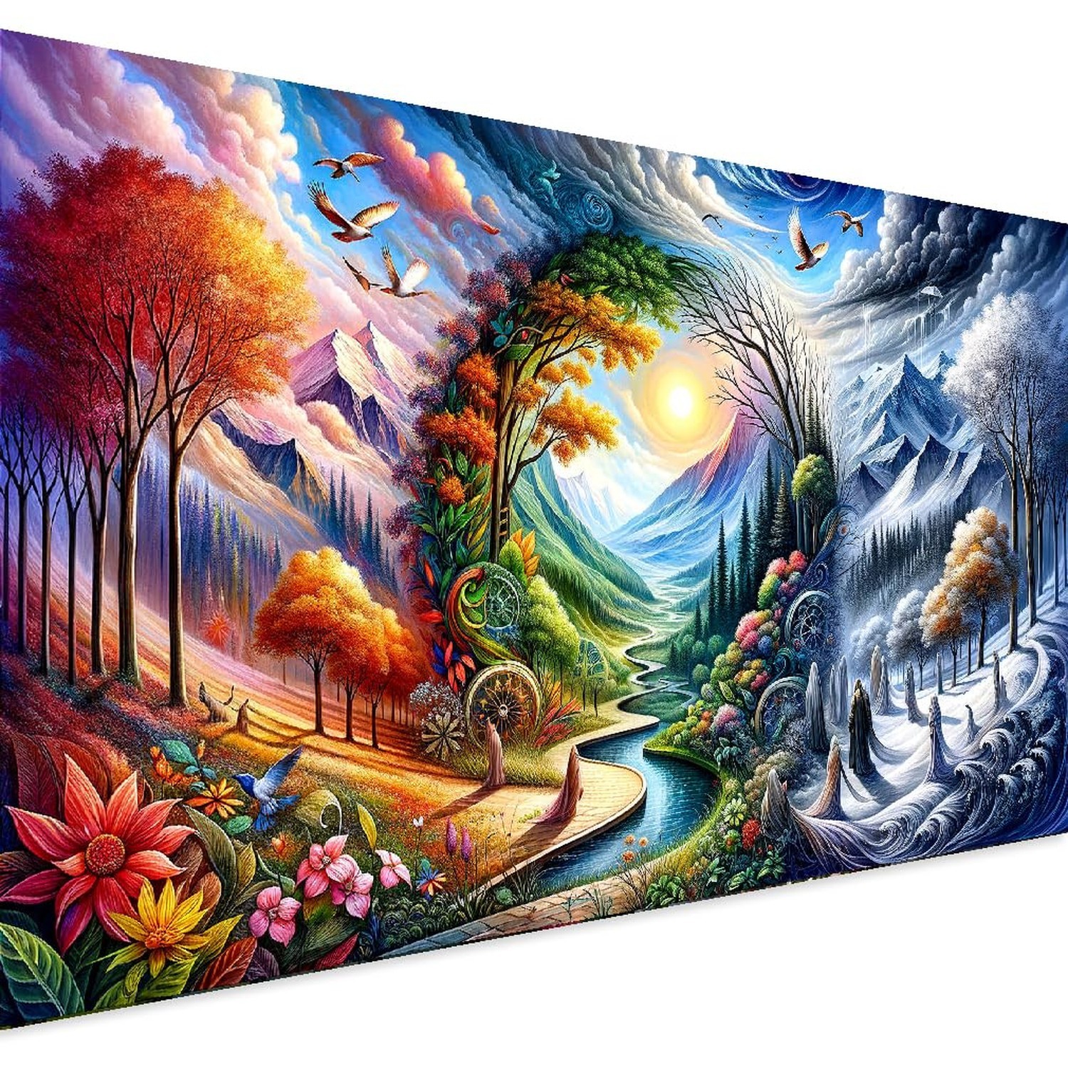5D Large Diamond Art Painting,Four Season Diamond Art Kits for Adults,DIY Ful...