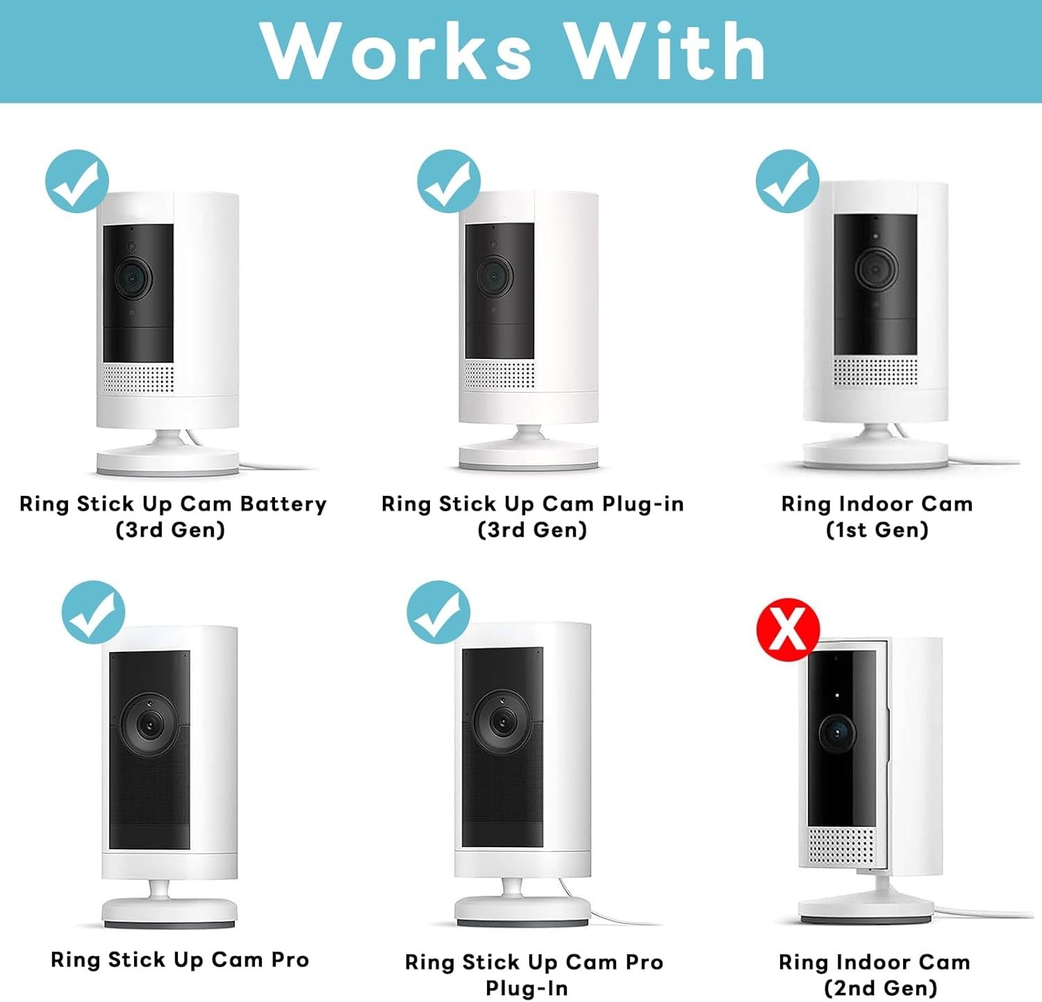 Adjustable Weatherproof Camera Mount for Ring - 2 Pack with No Drilling Required