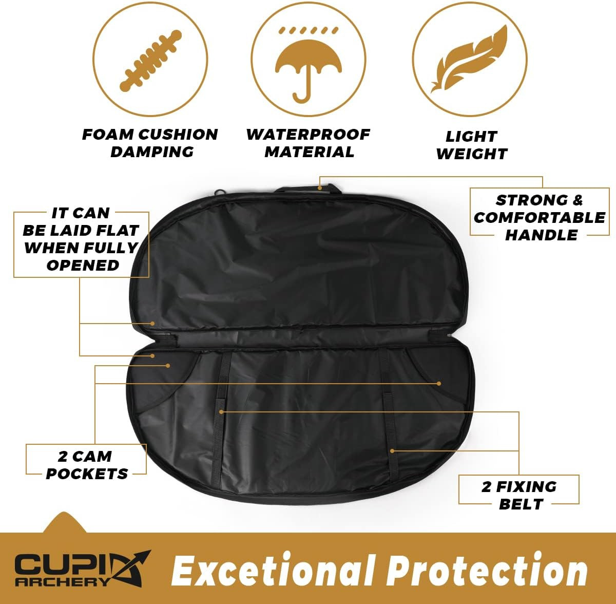 Compound Bow Case Soft Light-Weight Bow Bag with Arrow Pocket and Backpack Strap
