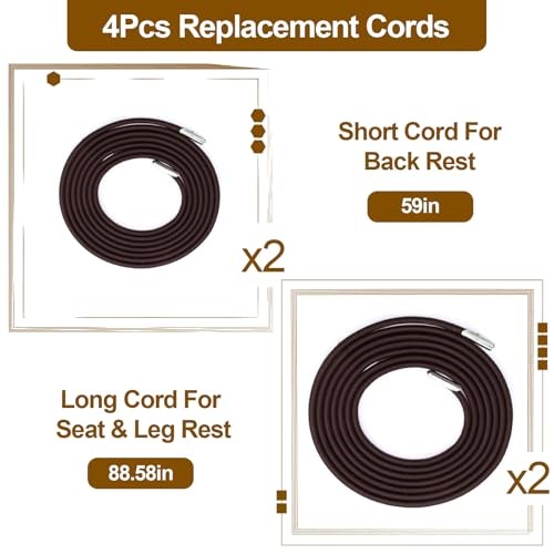 Zero Gravity Chair Replacement Cord,Antigravity Chair Replacement,4 Pack Brown
