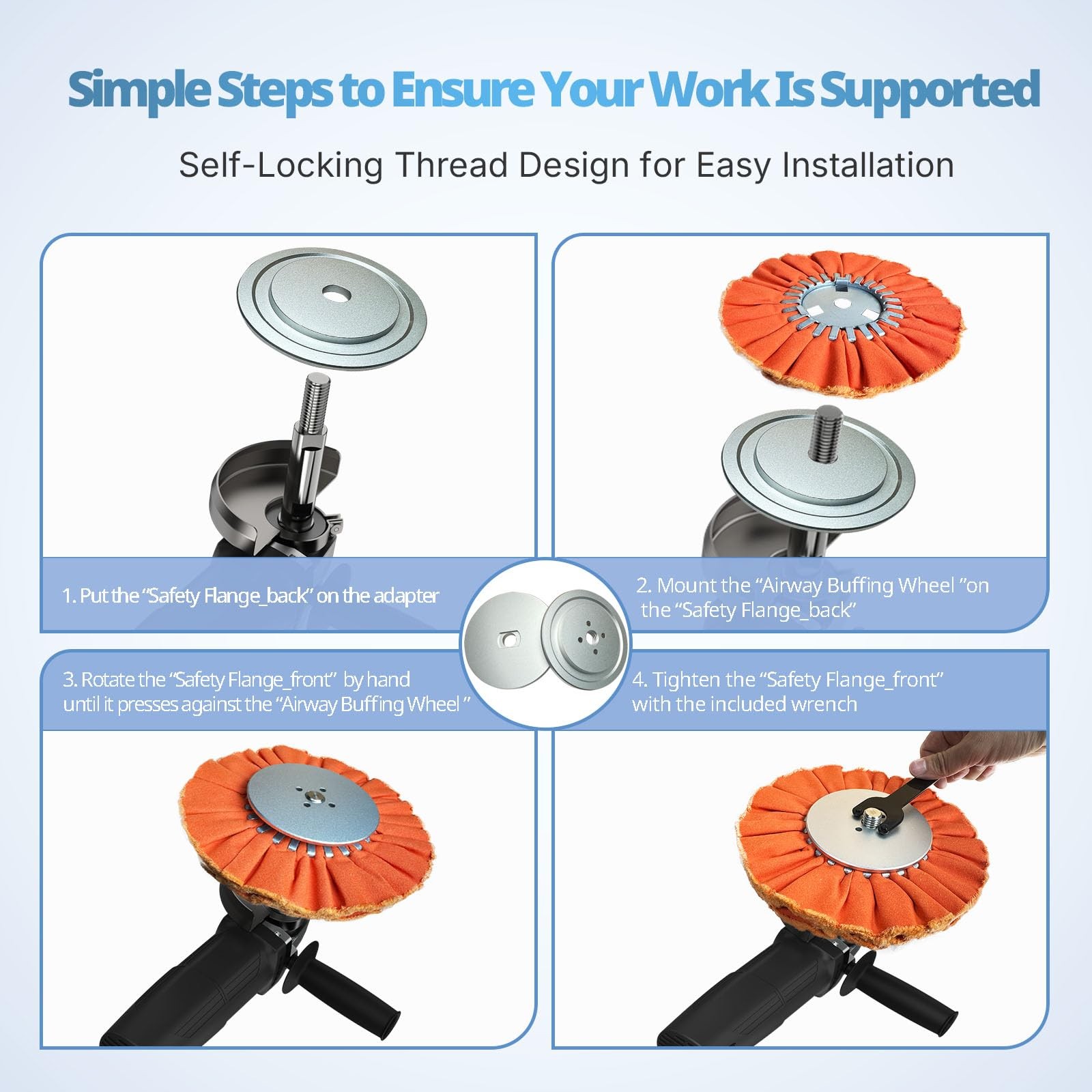 Neeki Aluminum Insertable Self-Clamping Safety Flange for Airway Buffing & Polis
