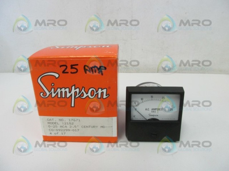 SIMPSON 2152 PANEL METER 0-25 ACA NSMP