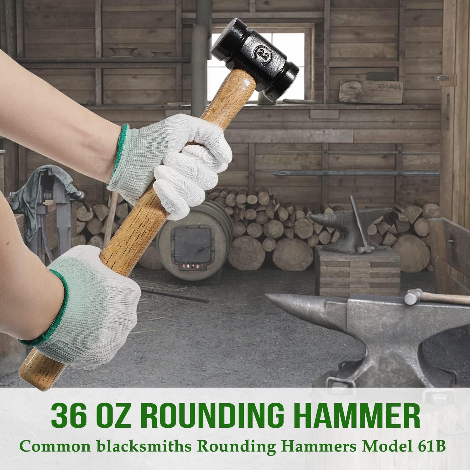 36OZ Rounding Hammer Blacksmith Engineer Drilling Handmade Knife Making Forge
