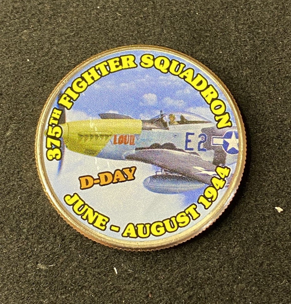 Colorized Kennedy Half Dollar D-Day 375th Fighter Squadron Free Shipping