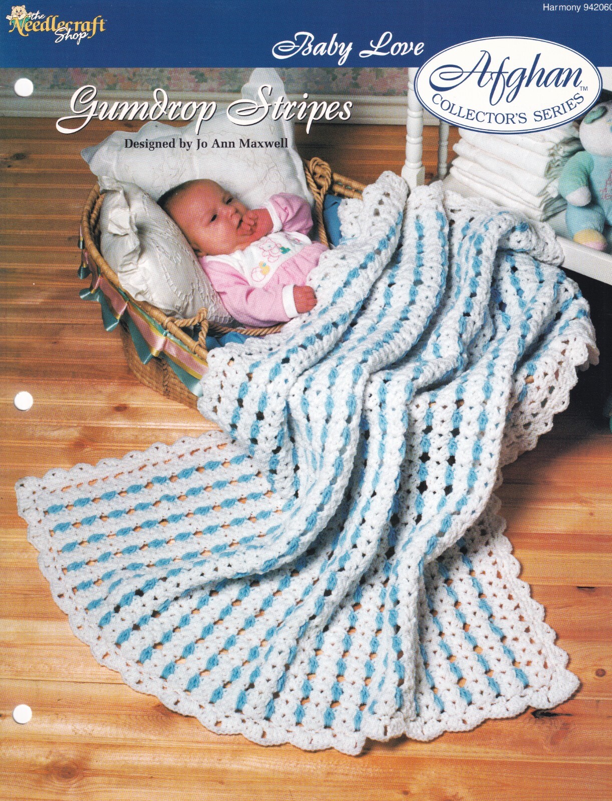 Afghan Crochet Pattern GUMDROP STRIPES Baby Love Needlecraft Shop