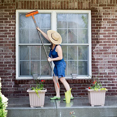 Window Squeegee and Microfiber Scrubber Set, 2-In-1 Window Cleaning Kit