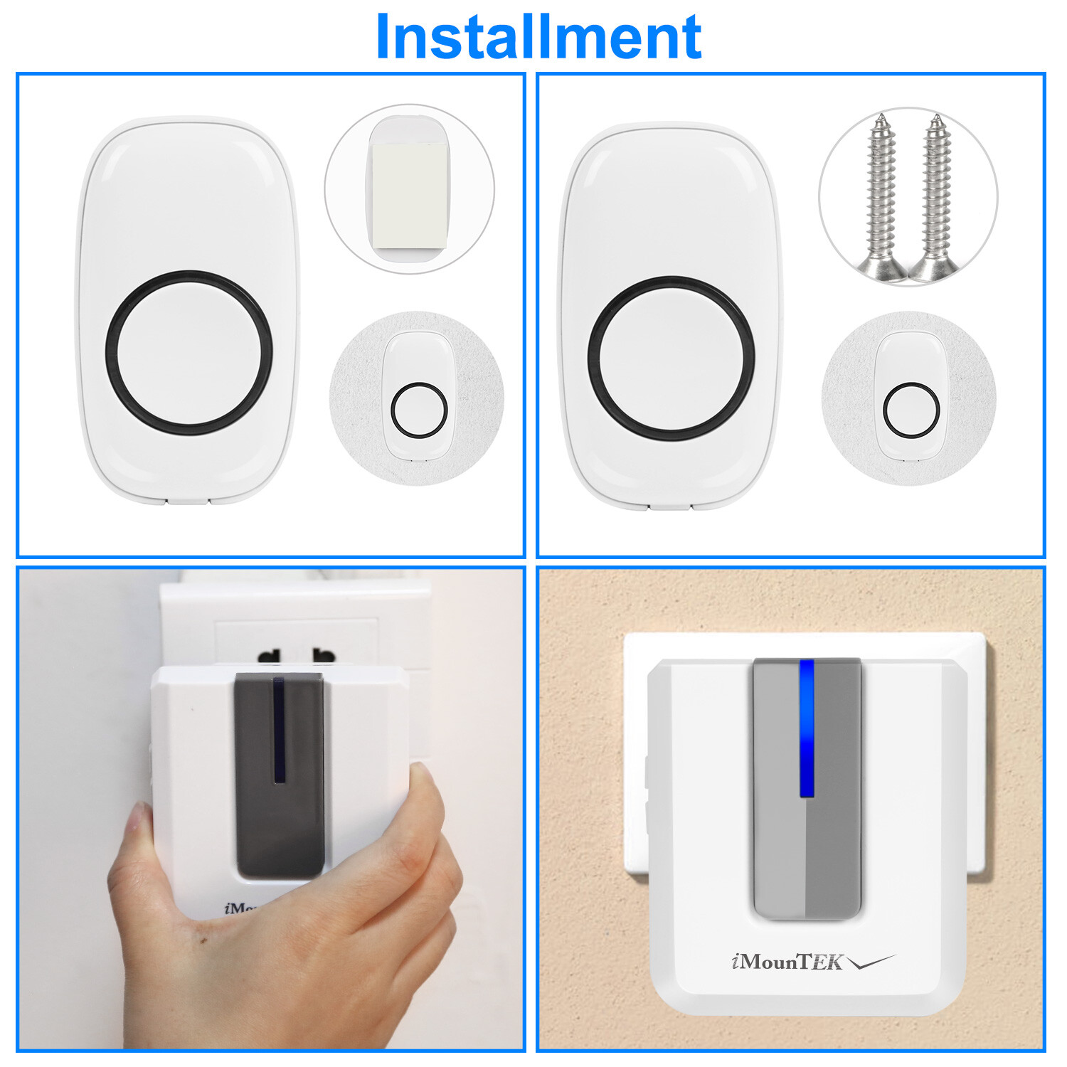 LED 4 Volume 1000FT Wireless Doorbell Chime [1 Plugin Receiver + 1 Transmitter]*