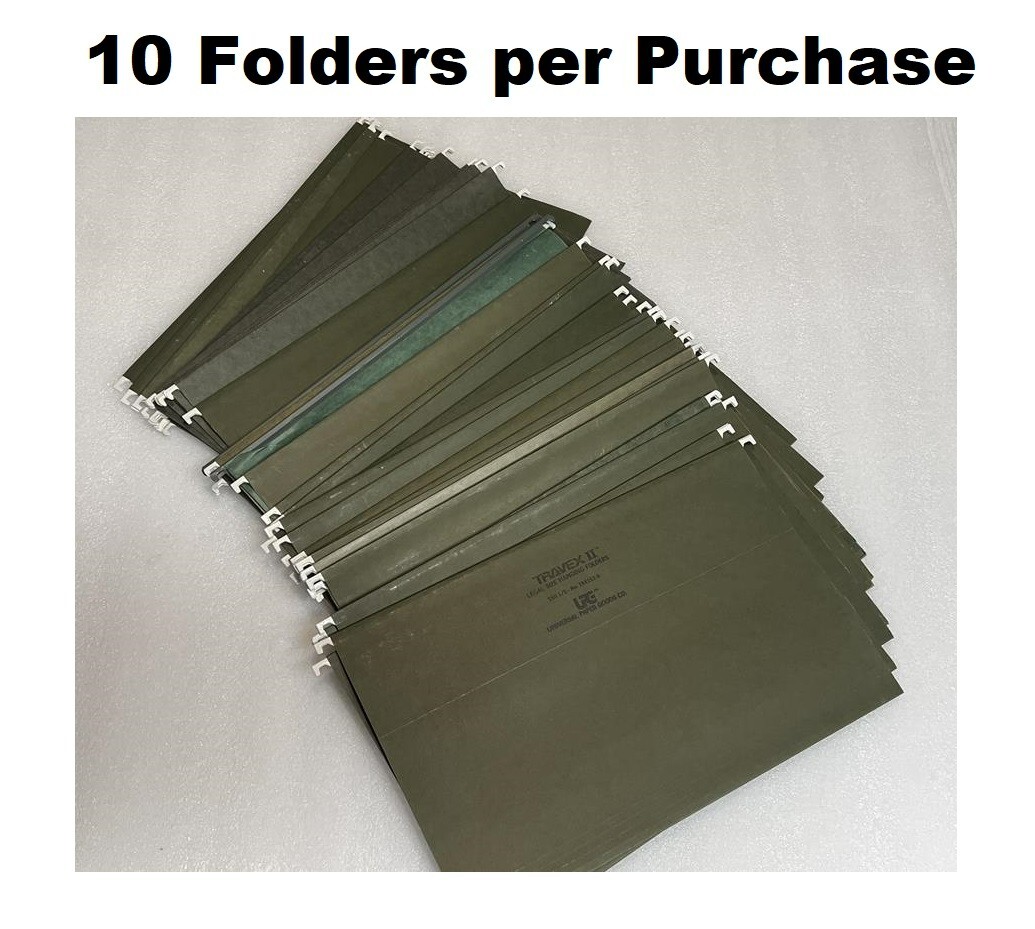 Lot 10 LEGAL SIZE Hanging File Folders Green Office Supplies Pendaflex Smead etc