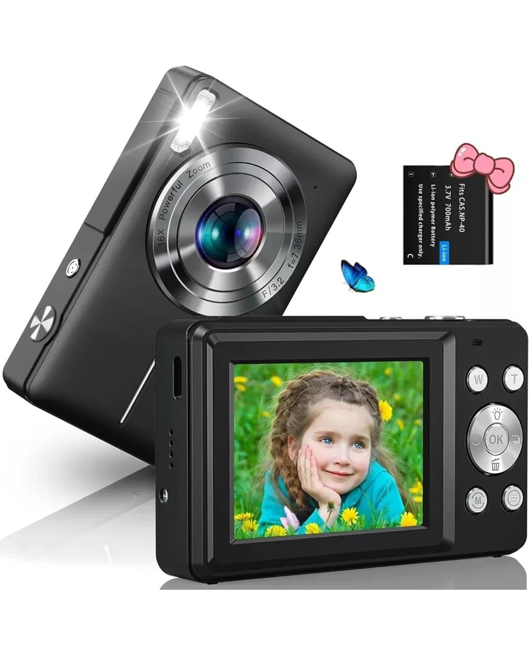 Compact 44MP Digital Camera 1080P with Flash & 16X Zoom for Kids & Teens