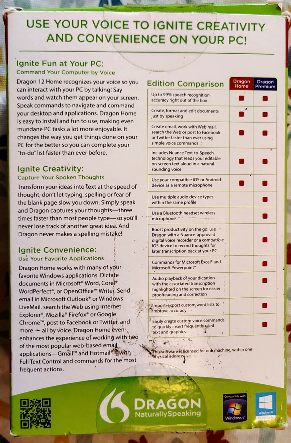 DRAGON Naturally Speaking Home Version 12 Speech Software Nuance NEW in Open Box