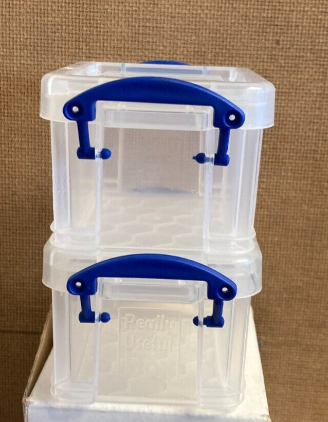 (2) Really Useful Box 0.14 Liter Snap Lid Storage Containers #00